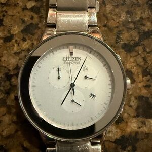 Citizen Eco-Drive White and Silver Men's Watch